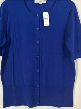 LOFT Cobalt Short-Sleeve Button Cardigan